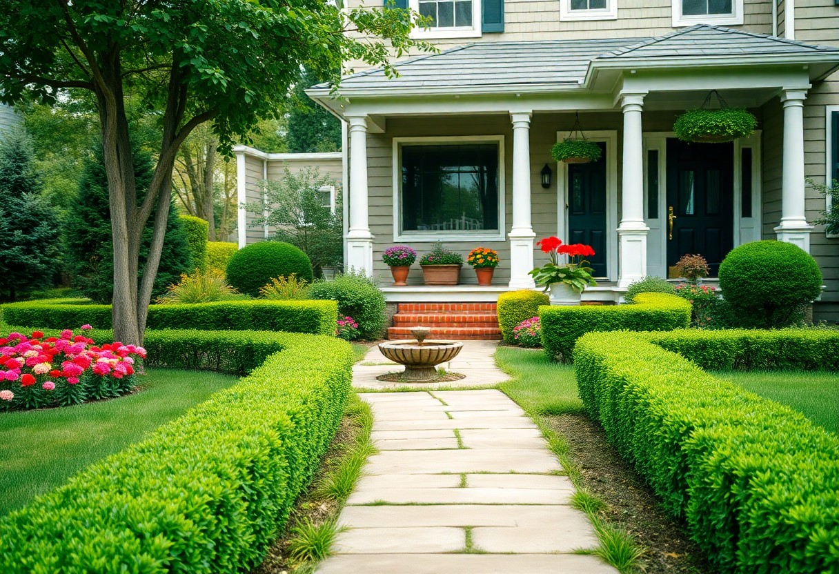 dramatic methods for impressively landscaped front lawns oek