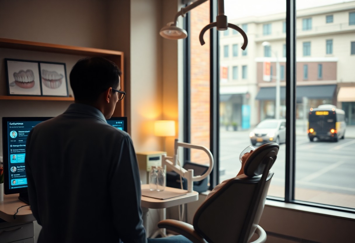 A Dentist standing in his clinic pondering dental SEO.