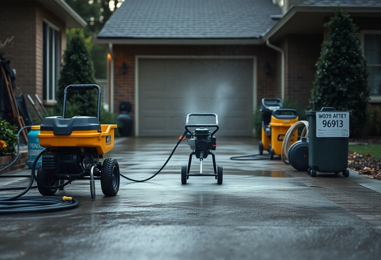 power washing the driveway