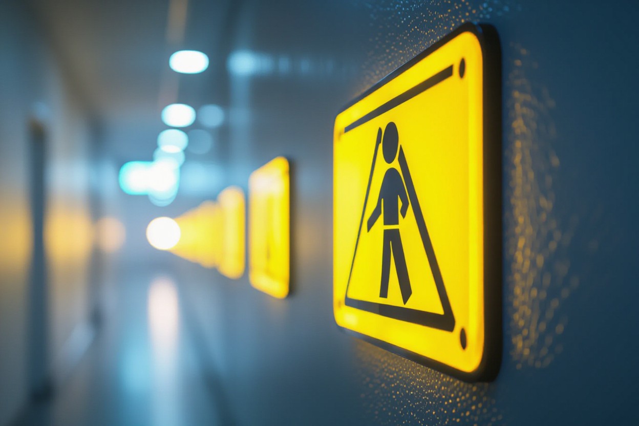 a yellow sign on a wall