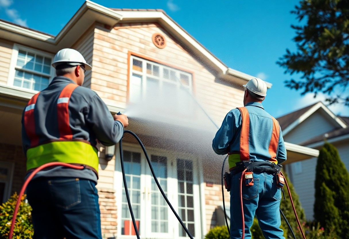 pressure wash house facade