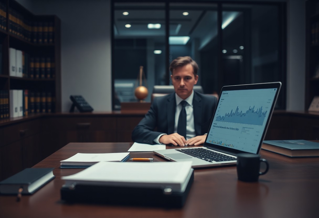 A personal injury lawyer working on SEO in his office in Chatswood, Sydney