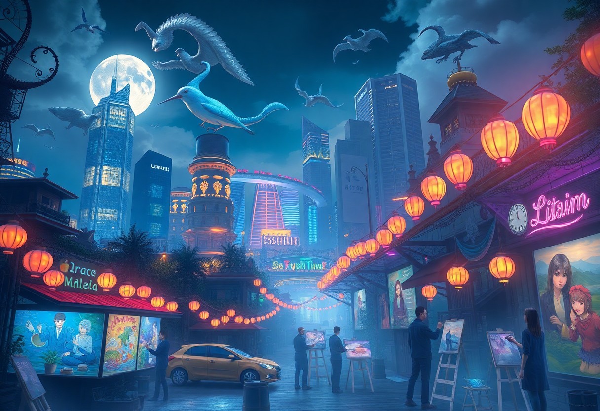 Artistic painting of street using uv paints
