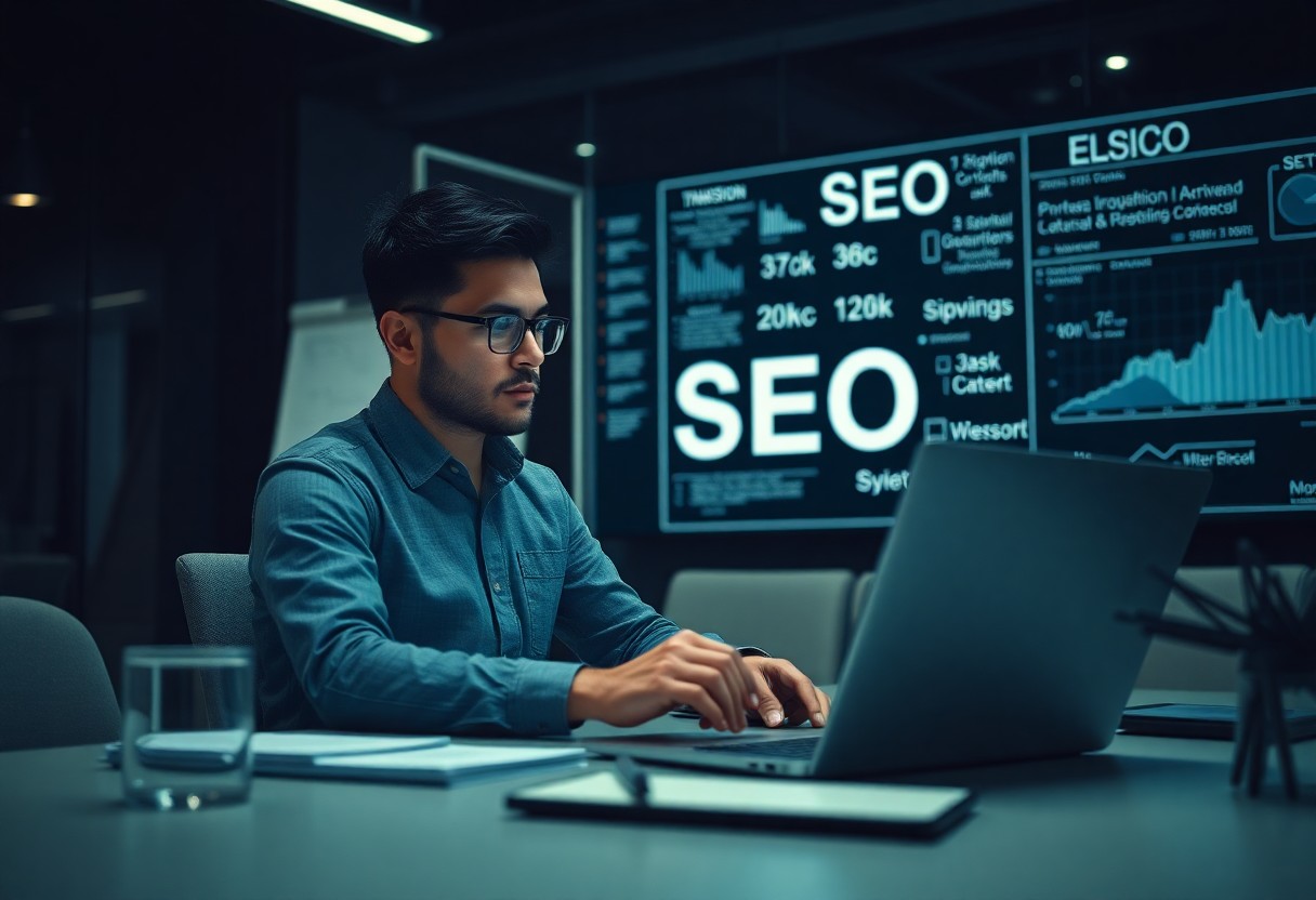 An accountant working on his SEO in his office.