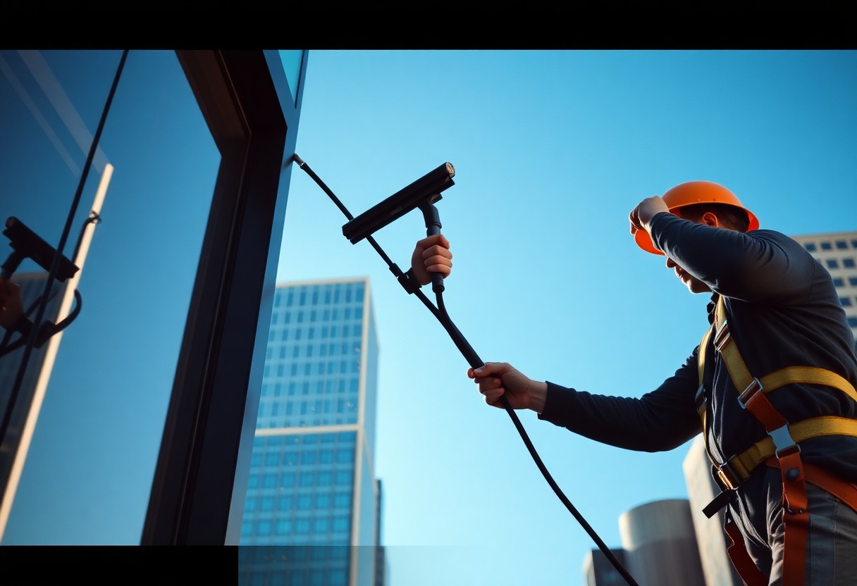 window washing high building