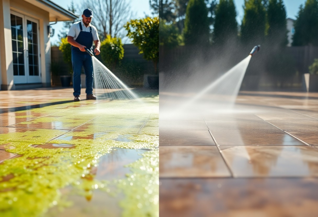 pressure wash algae off concrete